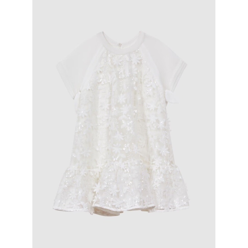 Reiss theo floral lace 8-9y girls embellished flared twirl dress